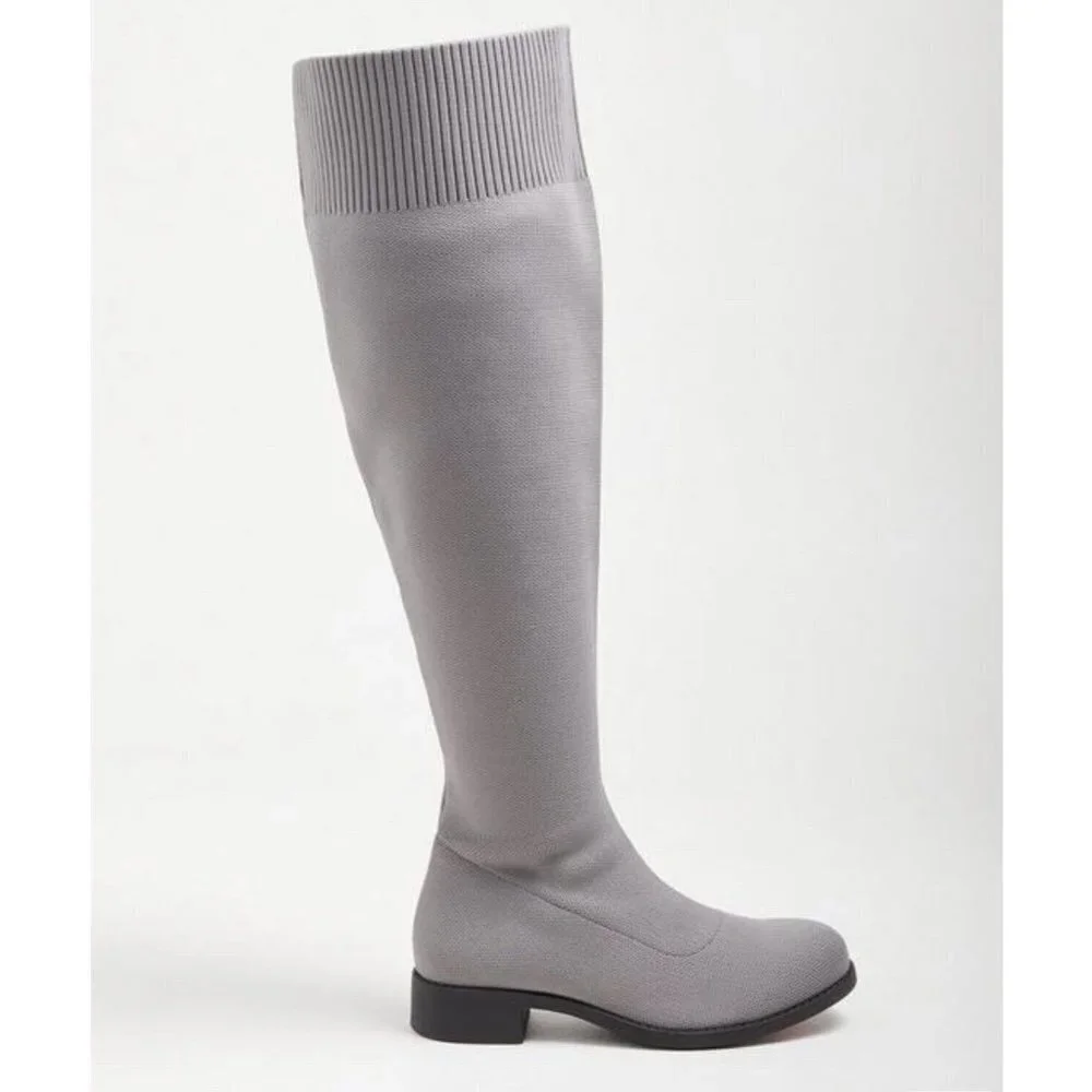Torrid Stretch Knit Over The Knee Heel Boots Size 7 WW Wide Width Gray New
